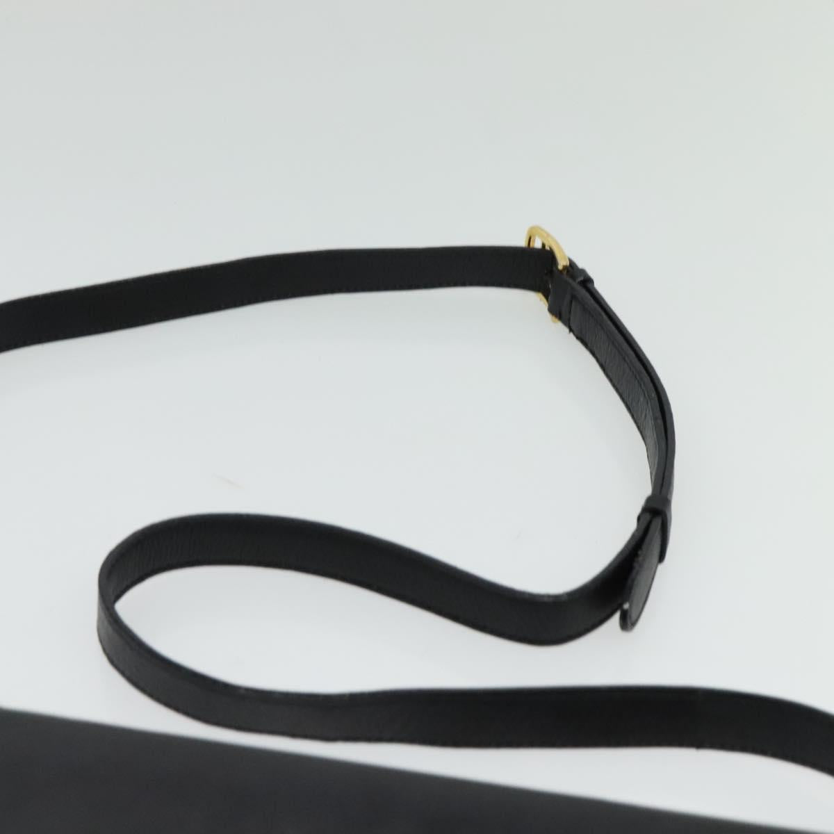 CELINE Shoulder Bag Leather Black Gold Auth 139445