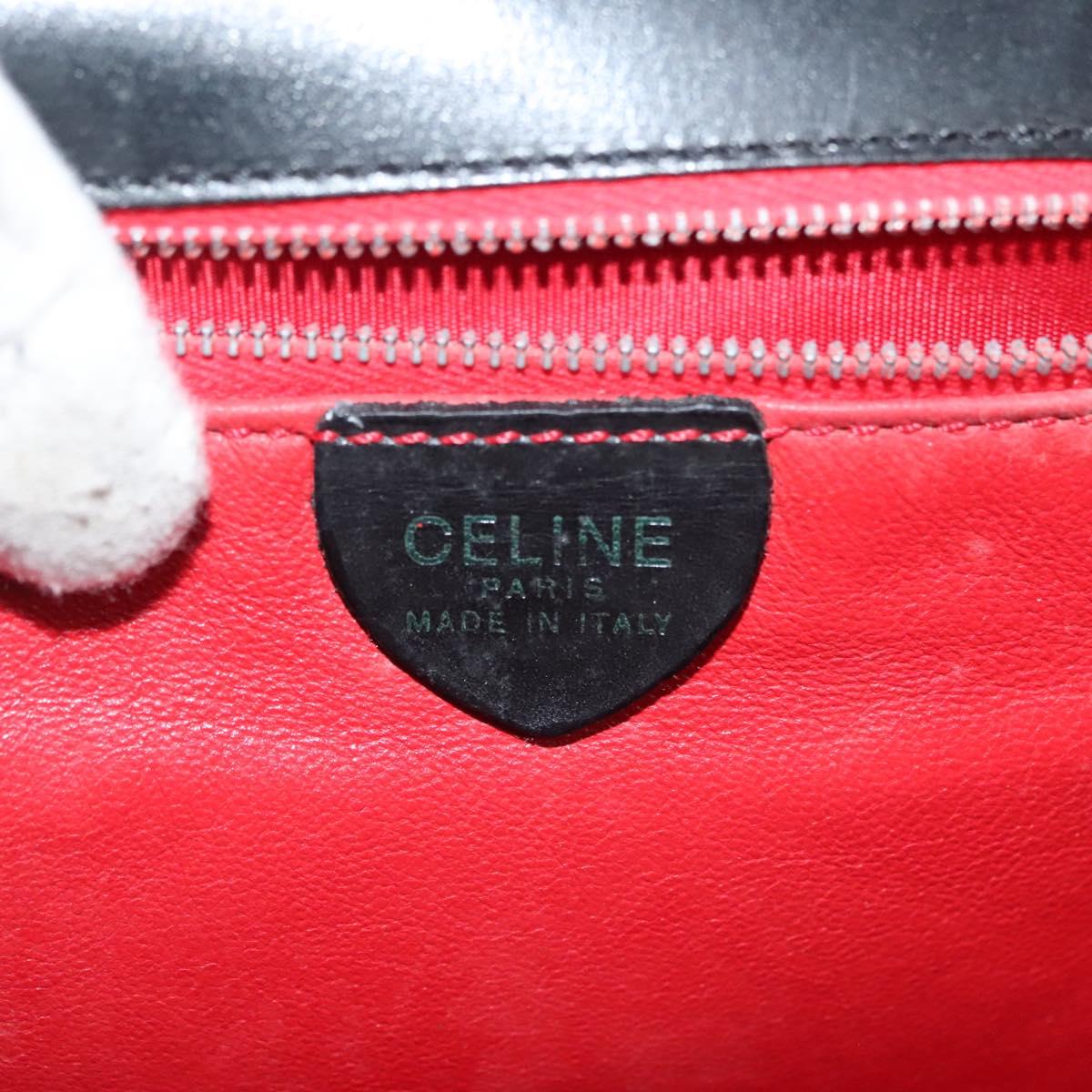 CELINE Hand Bag Leather Black Gold Auth 139446