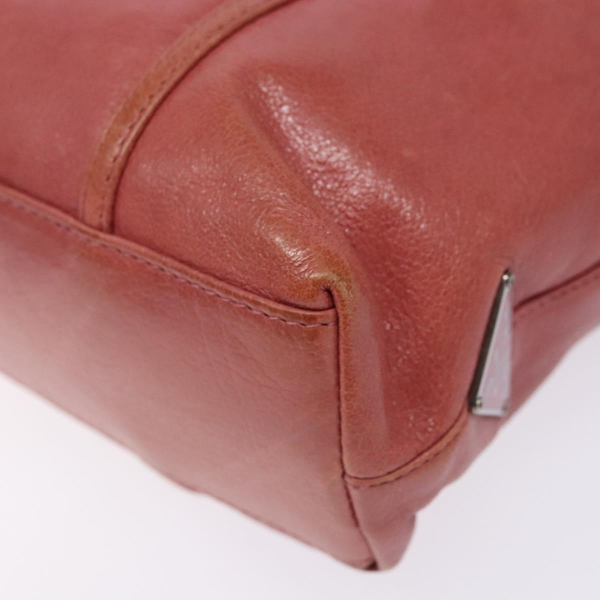 PRADA Hand Bag Leather Pink Silver Auth 139448