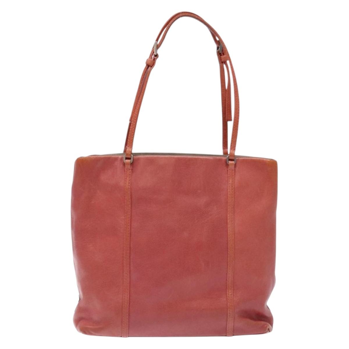 PRADA Hand Bag Leather Pink Silver Auth 139448