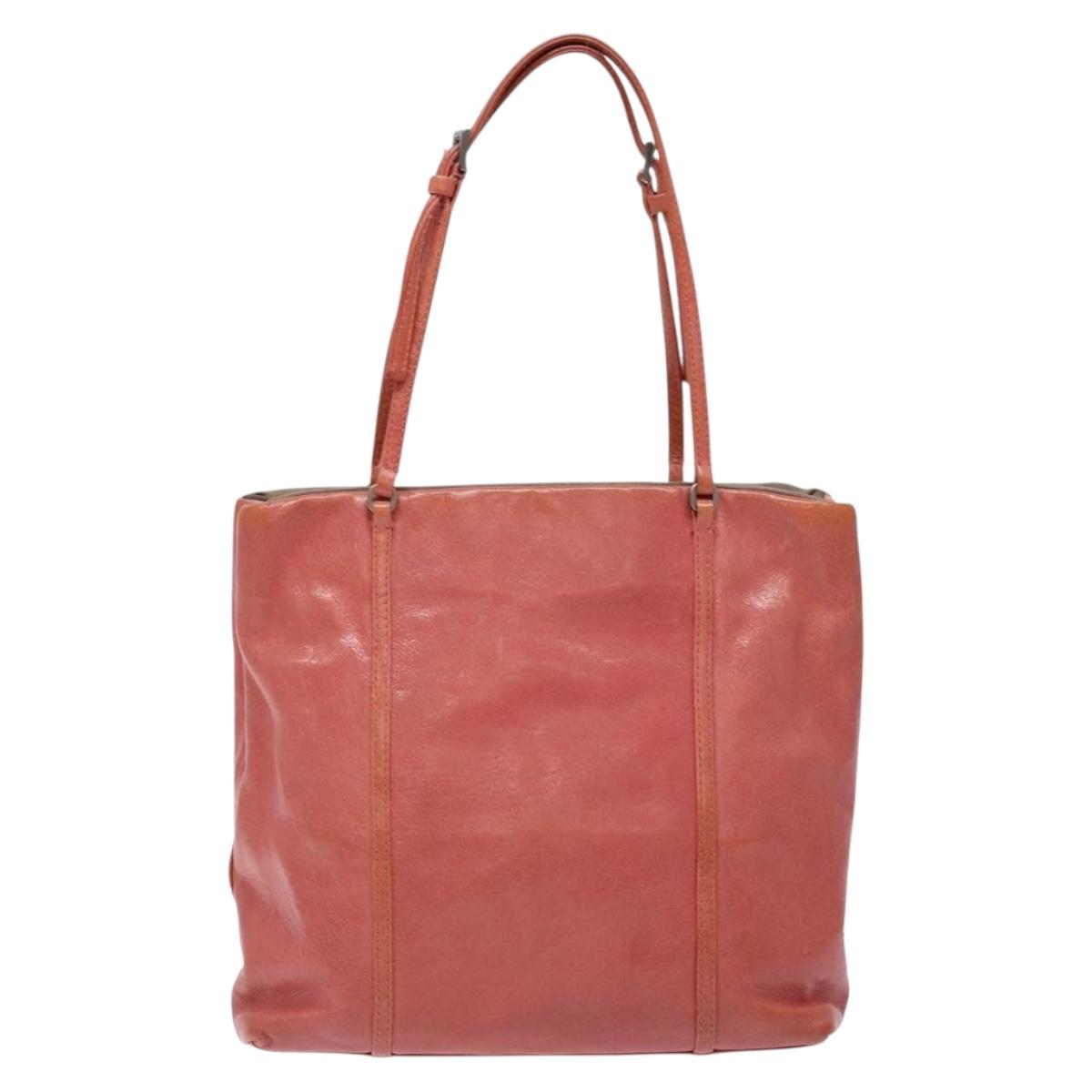 PRADA Hand Bag Leather Pink Silver Auth 139448