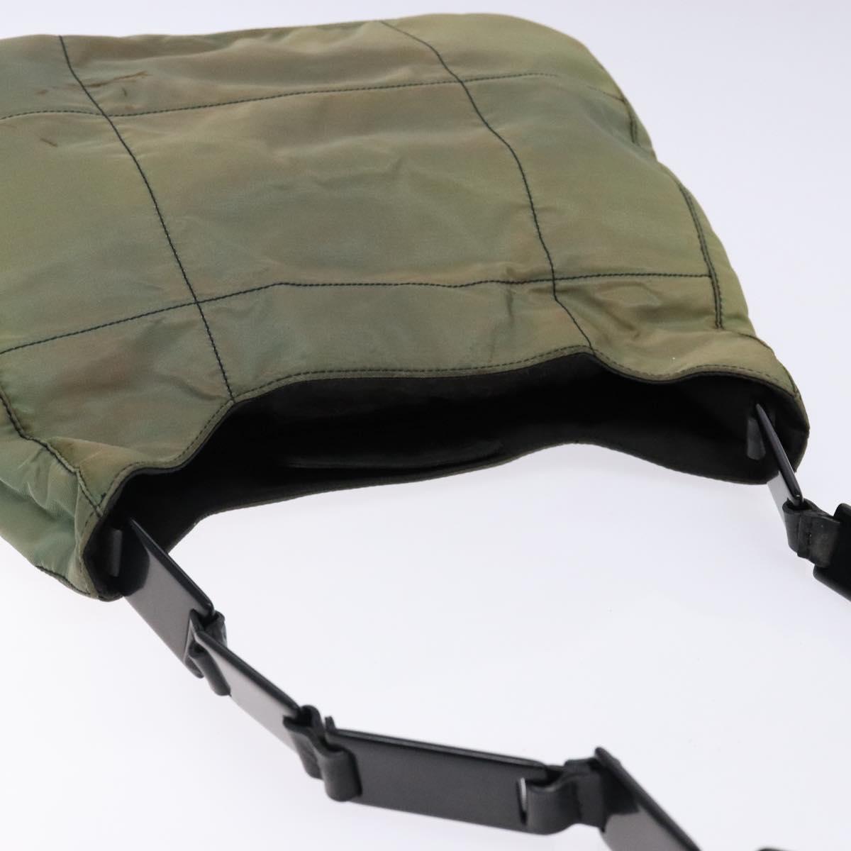 PRADA Shoulder Bag Nylon Green Silver Auth 139451