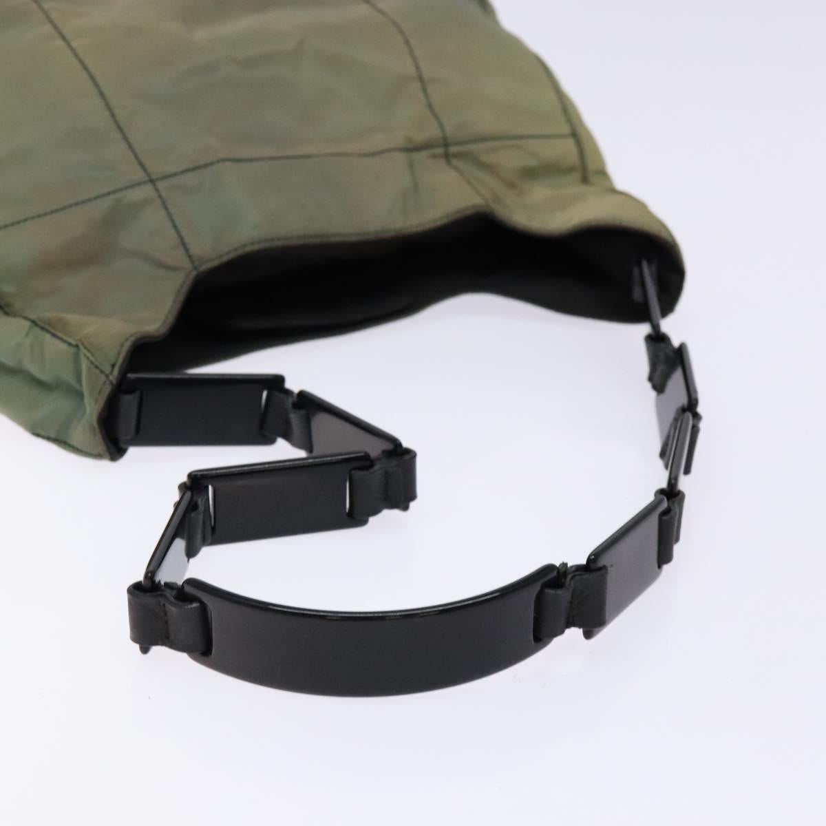 PRADA Shoulder Bag Nylon Green Silver Auth 139451
