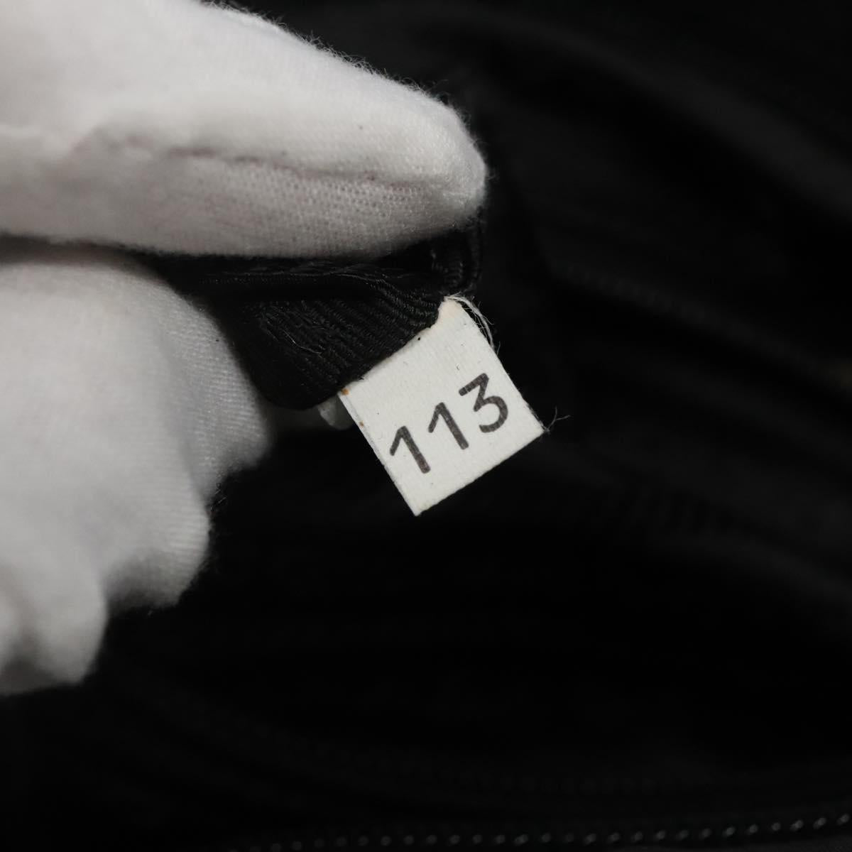 PRADA Tote Bag Nylon Black Silver Auth 139452