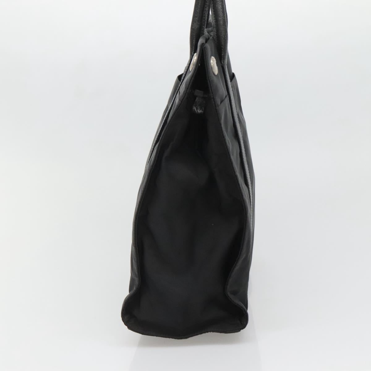 PRADA Tote Bag Nylon Black Silver Auth 139452