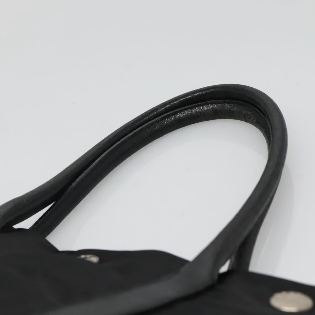 PRADA Tote Bag Nylon Black Silver Auth 139452