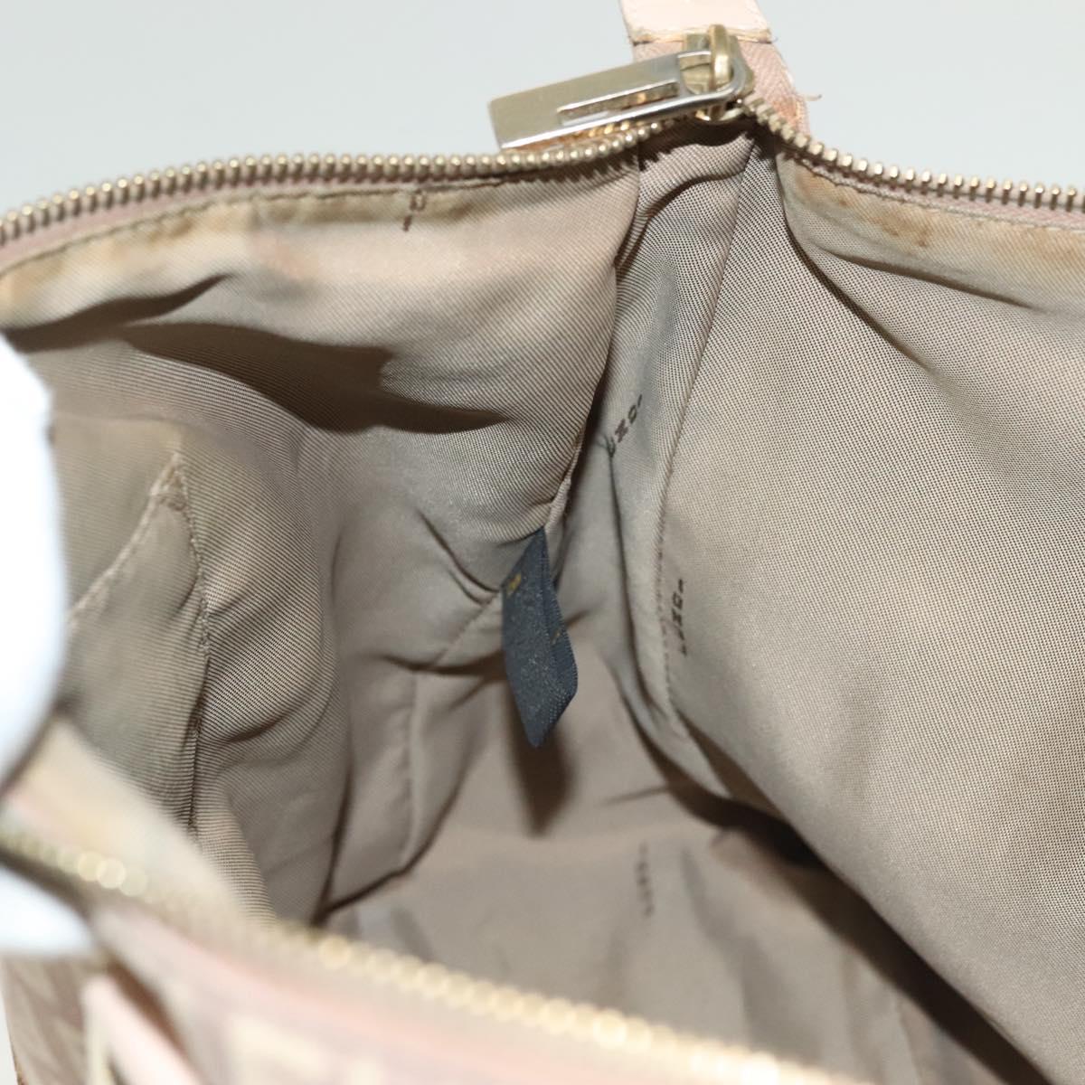 FENDI Zucchino Canvas Hand Bag Pink Gold Auth 139455