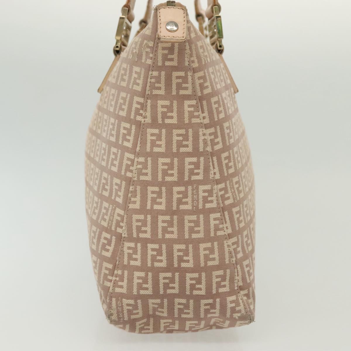 FENDI Zucchino Canvas Hand Bag Pink Gold Auth 139455