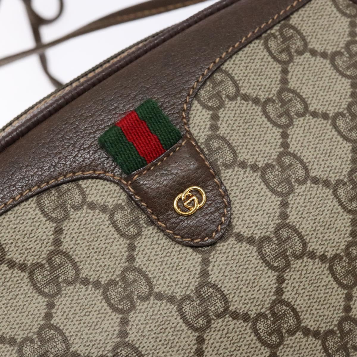 GUCCI GG Supreme Web Sherry Line Bag PVC Beige Gold 007 754 6112 40 Auth 139459