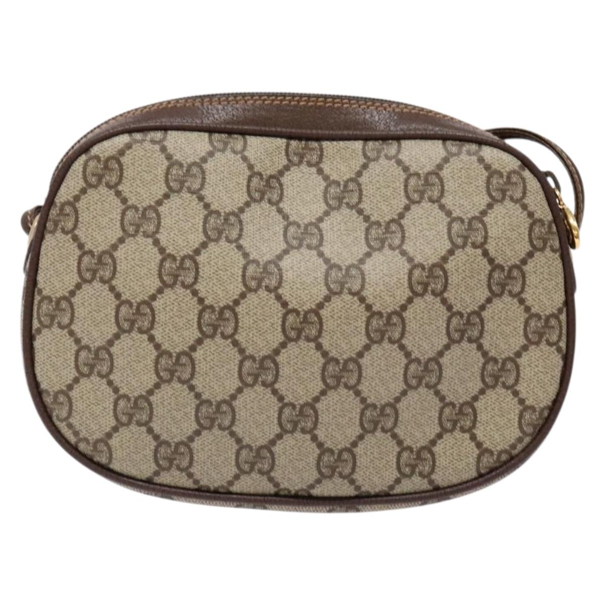 GUCCI GG Supreme Web Sherry Line Bag PVC Beige Gold 007 754 6112 40 Auth 139459