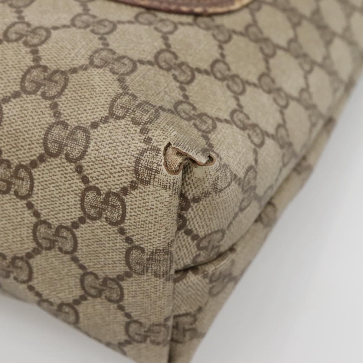 GUCCI GG Supreme Web Sherry Line Tote Bag PVC Beige Gold 39 02 003 Auth 139460