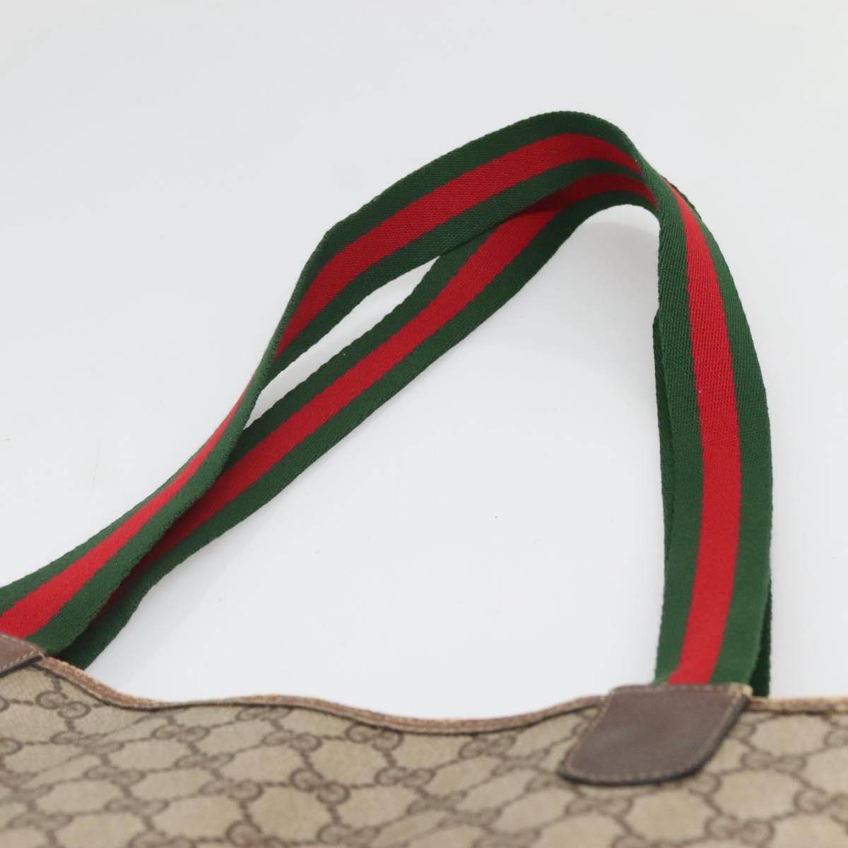 GUCCI GG Supreme Web Sherry Line Tote Bag PVC Beige Gold 39 02 003 Auth 139460