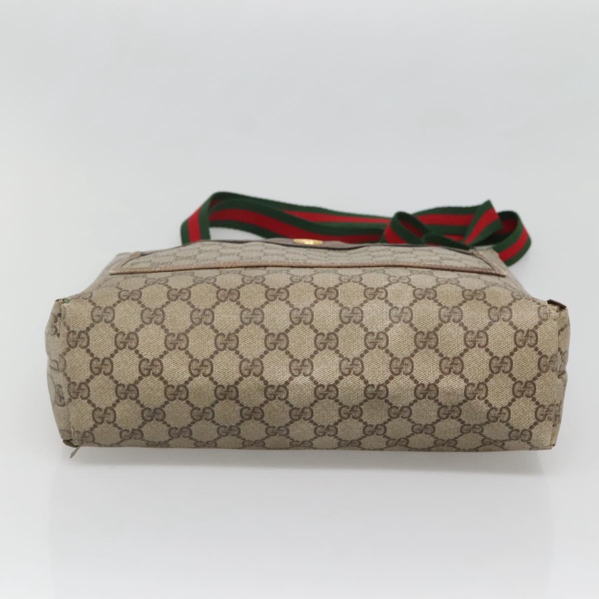 GUCCI GG Supreme Web Sherry Line Tote Bag PVC Beige Gold 39 02 003 Auth 139460
