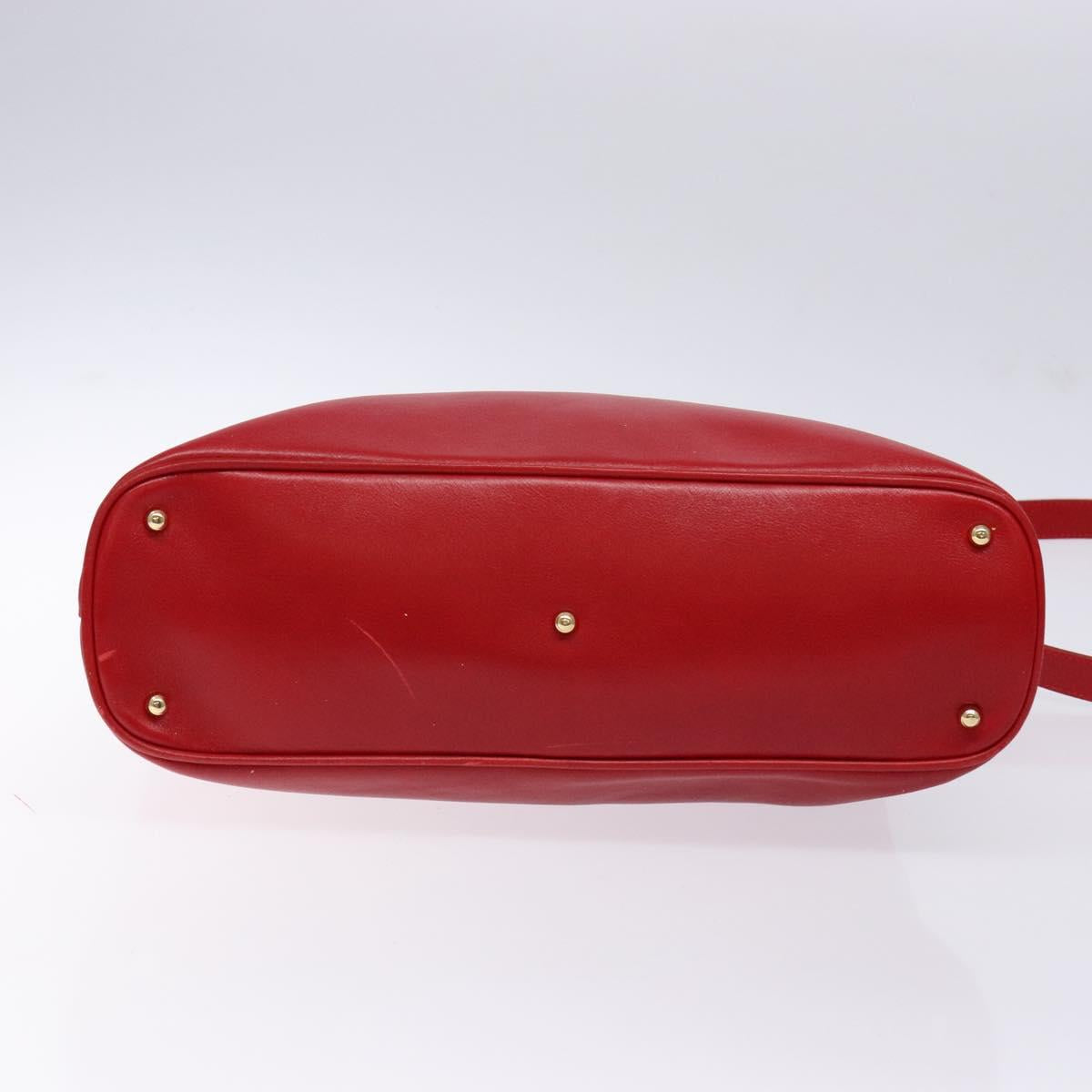 GUCCI Bamboo Hand Bag Leather 2way Red Gold 000 2214 0289 Auth 139463