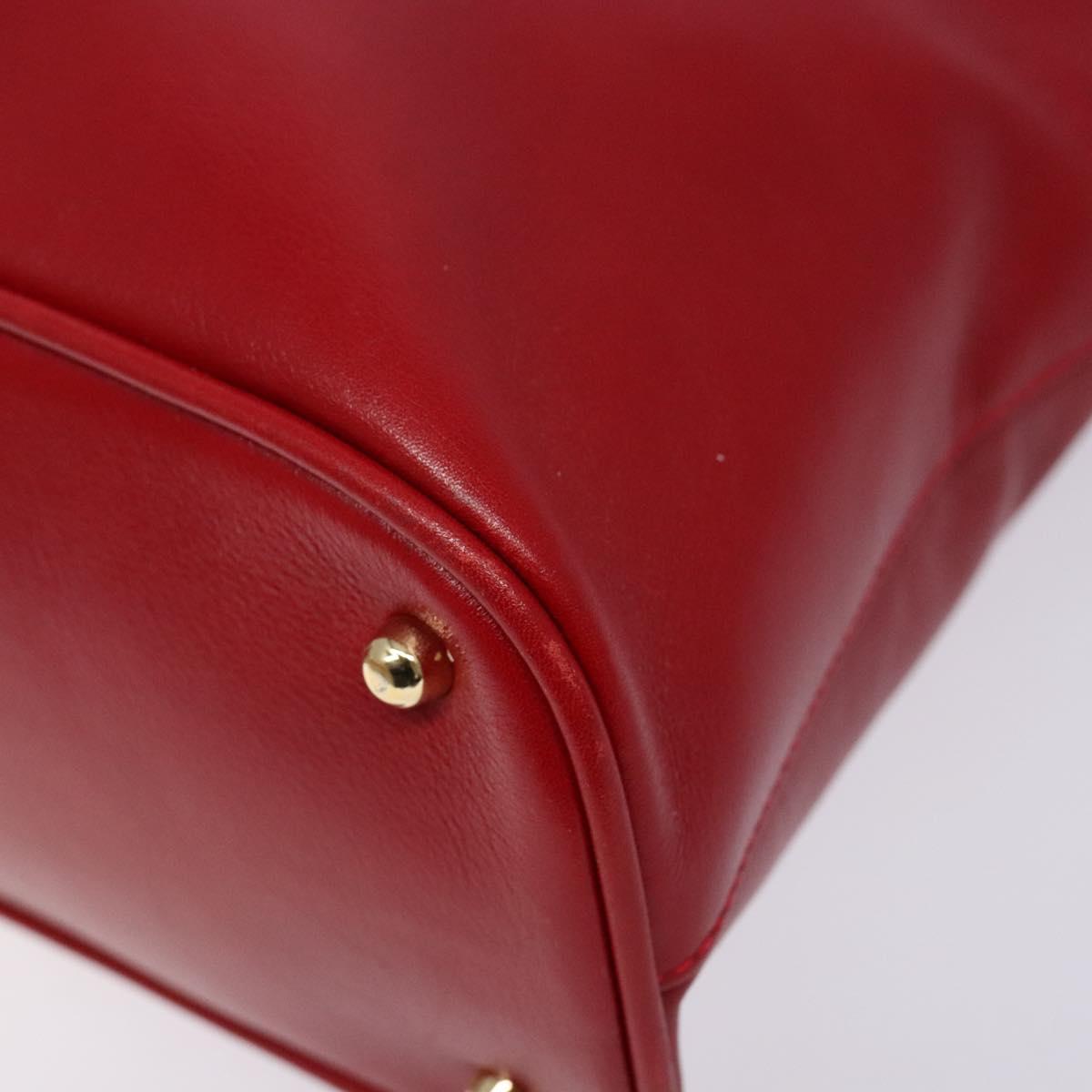 GUCCI Bamboo Hand Bag Leather 2way Red Gold 000 2214 0289 Auth 139463