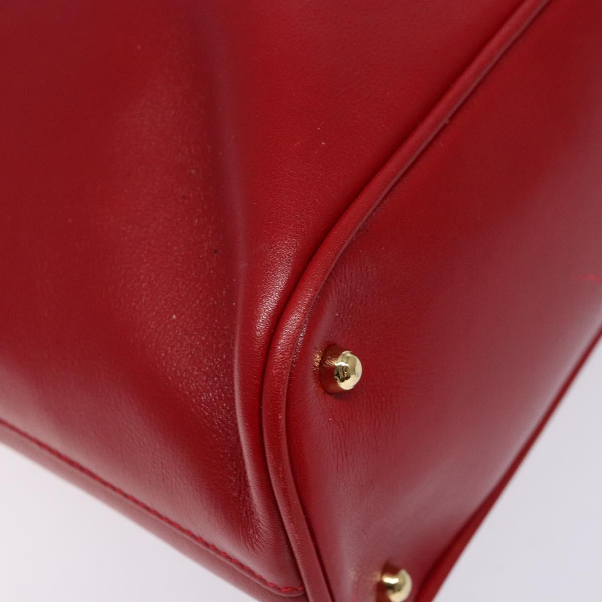 GUCCI Bamboo Hand Bag Leather 2way Red Gold 000 2214 0289 Auth 139463