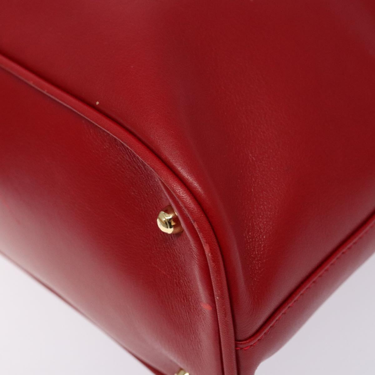GUCCI Bamboo Hand Bag Leather 2way Red Gold 000 2214 0289 Auth 139463
