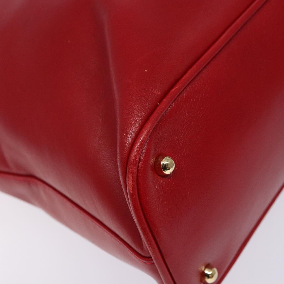 GUCCI Bamboo Hand Bag Leather 2way Red Gold 000 2214 0289 Auth 139463