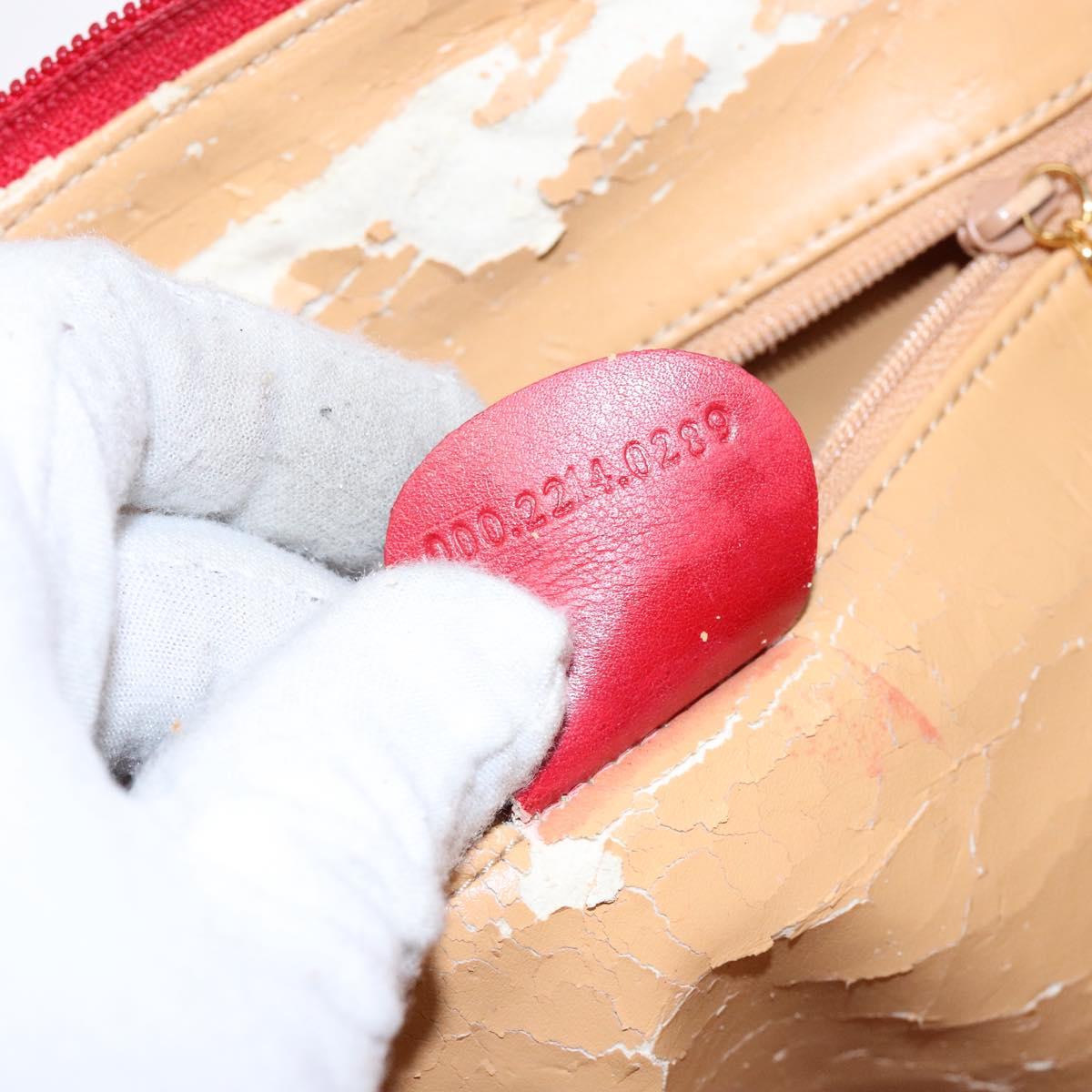 GUCCI Bamboo Hand Bag Leather 2way Red Gold 000 2214 0289 Auth 139463