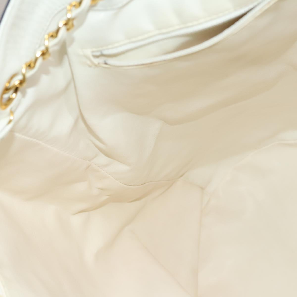 CHANEL Chain Tote Bag Canvas Navy Gold CC Auth 139465