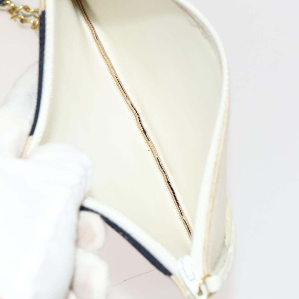 CHANEL Chain Tote Bag Canvas Navy Gold CC Auth 139465