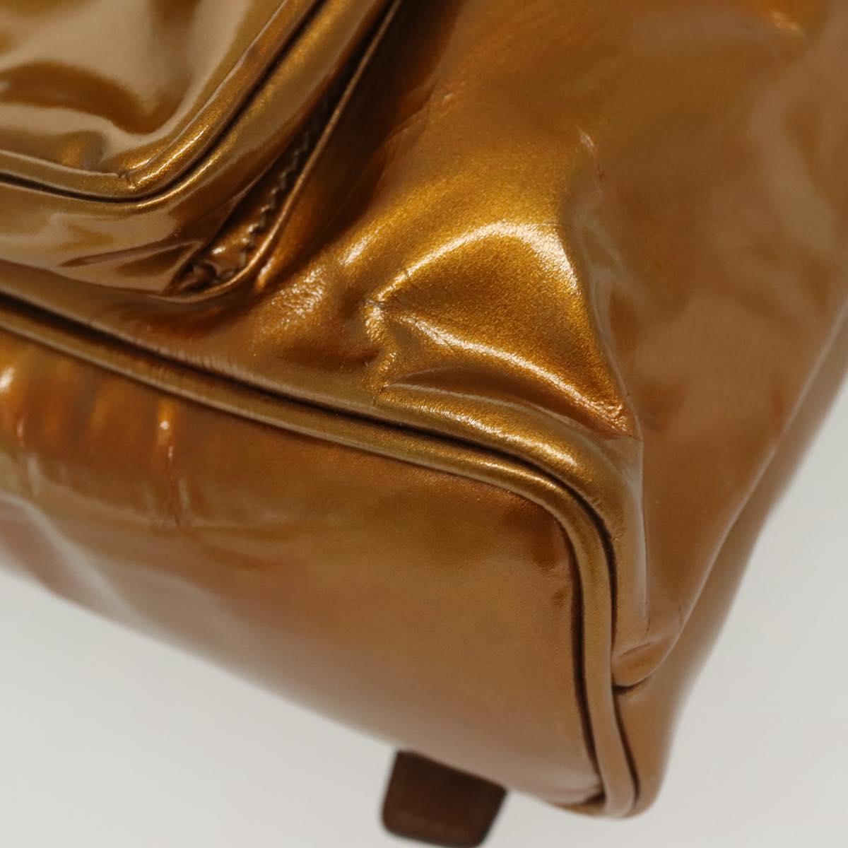 GUCCI Bamboo Backpack Patent leather Outlet Gold 003 1705 0030 Auth 139519