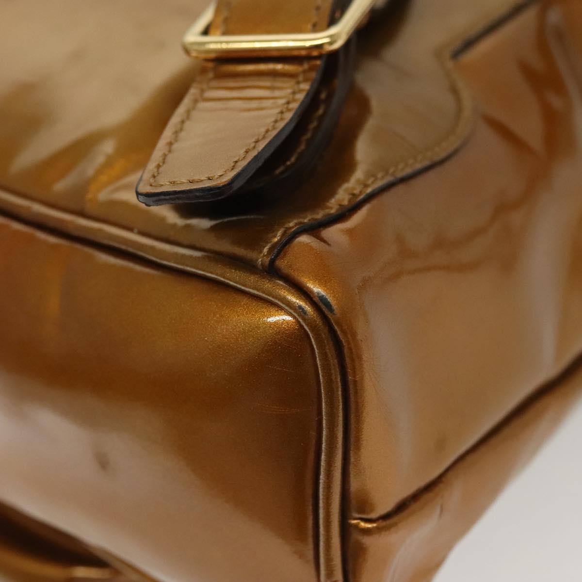 GUCCI Bamboo Backpack Patent leather Outlet Gold 003 1705 0030 Auth 139519