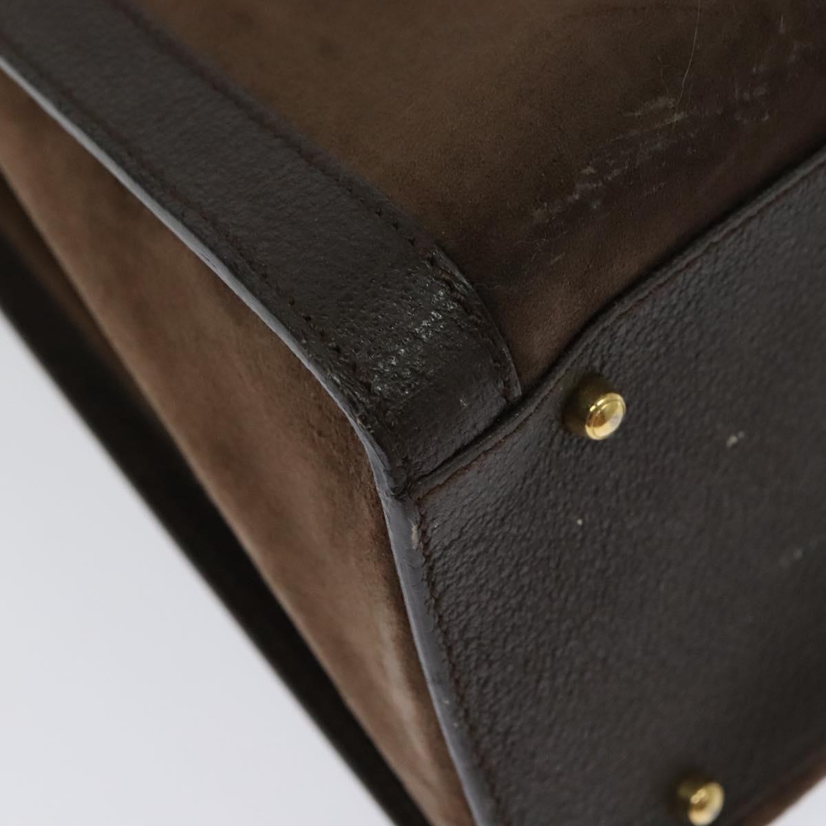 GUCCI Bamboo Hand Bag Suede Brown Gold 002 1186 0260 Auth 139520