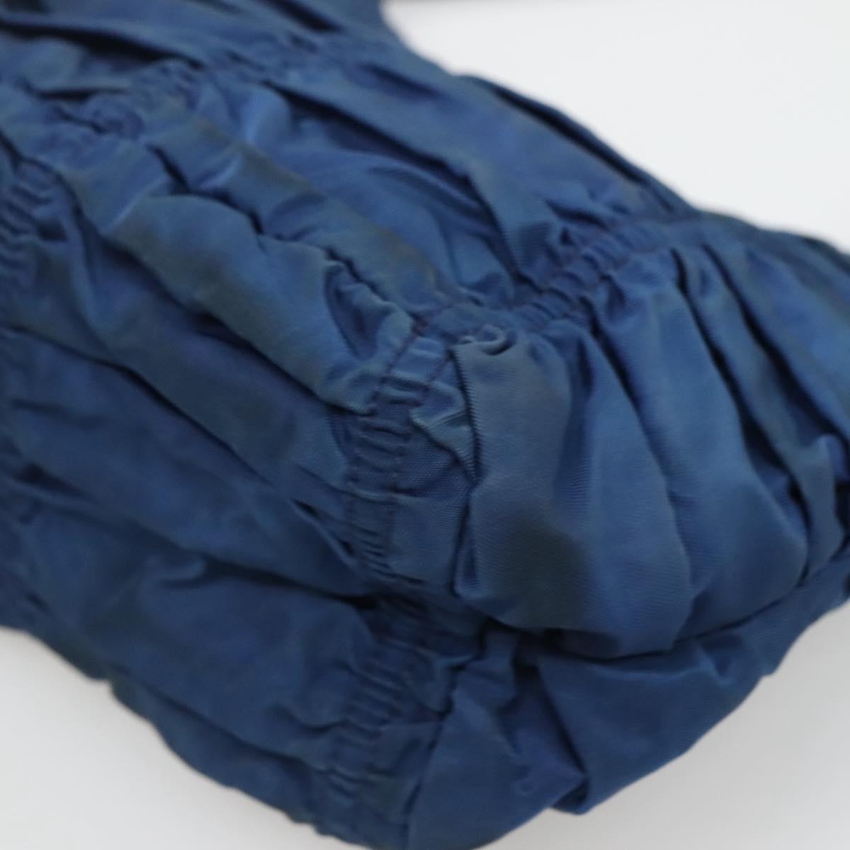 PRADA Accessory Pouch Nylon Blue Gold Auth 139522