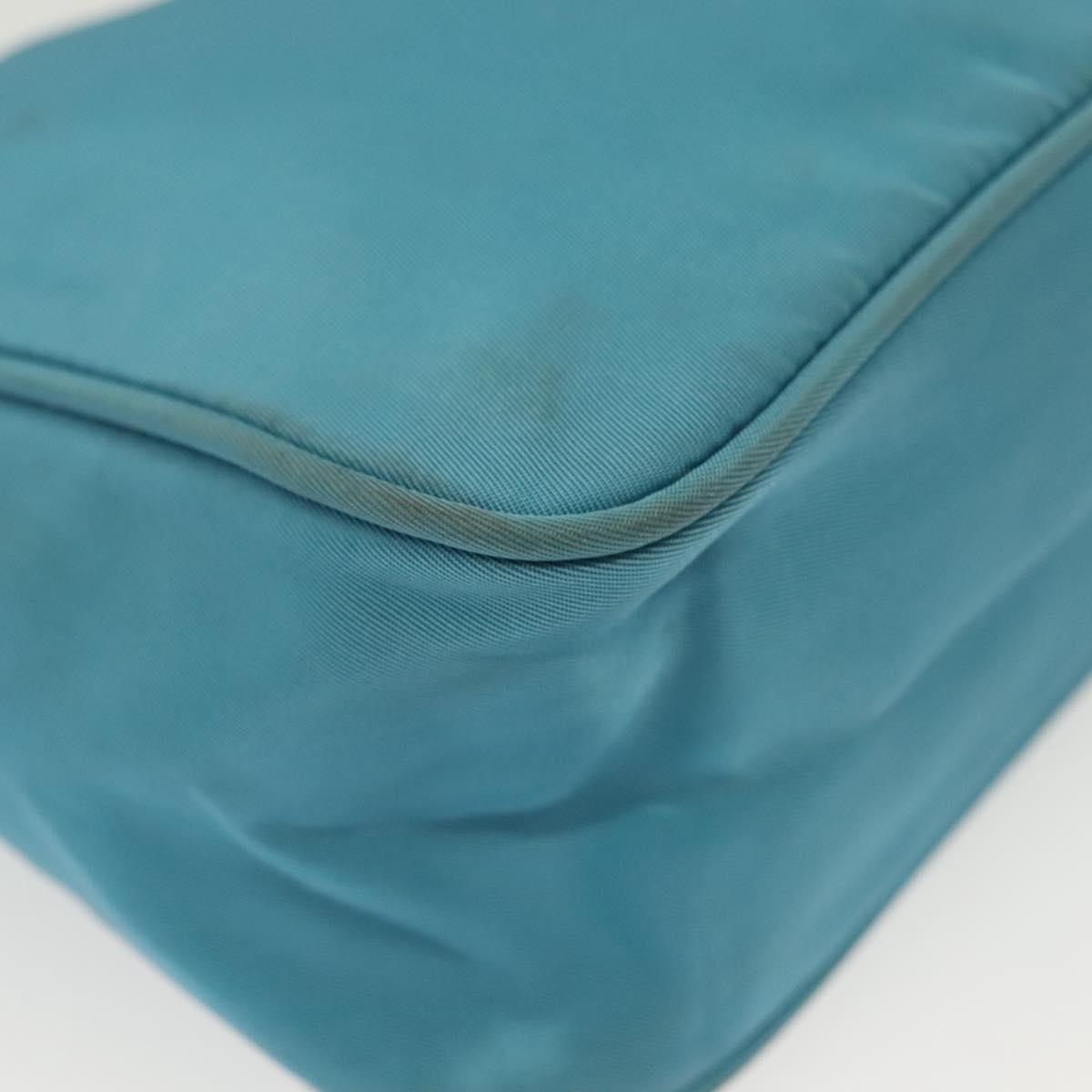 PRADA Hand Bag Nylon Light Blue Silver Auth 139524