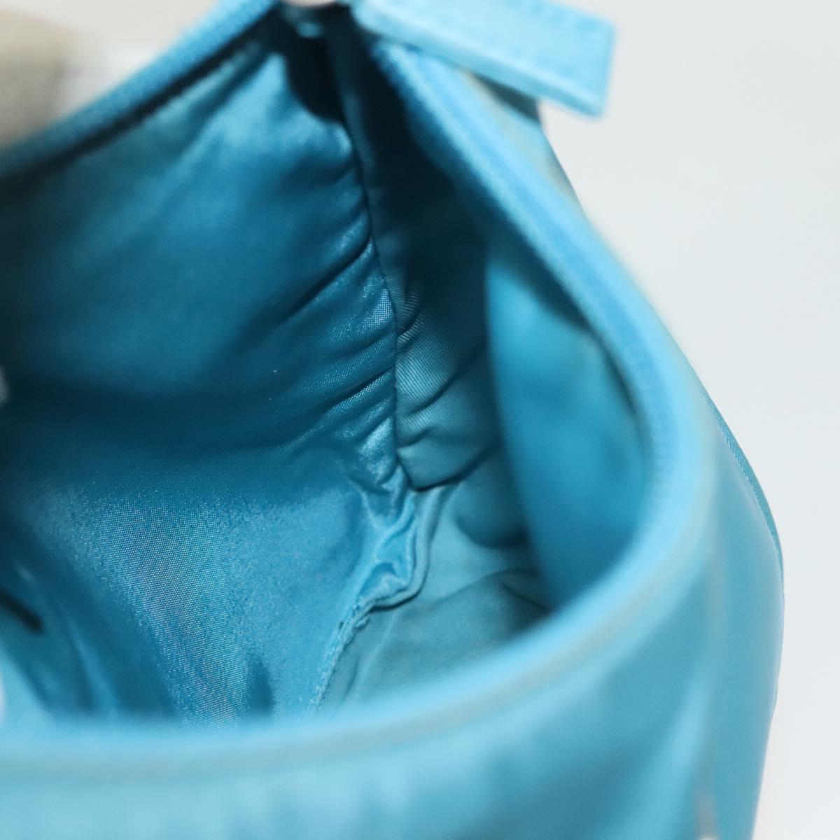 PRADA Hand Bag Nylon Light Blue Silver Auth 139524