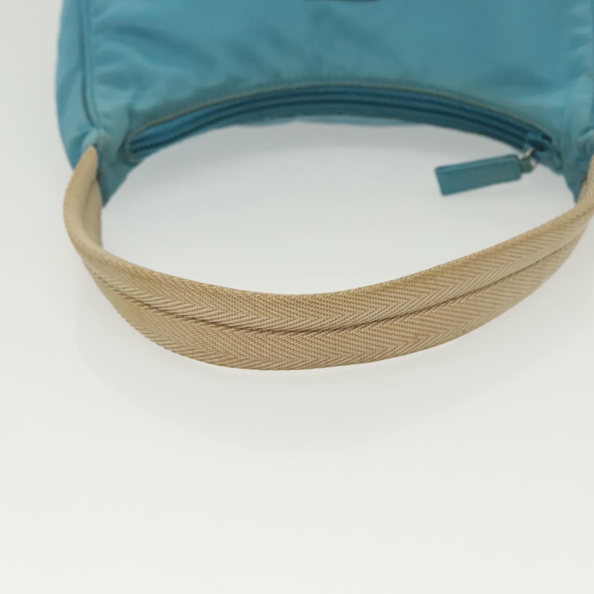 PRADA Hand Bag Nylon Light Blue Silver Auth 139524