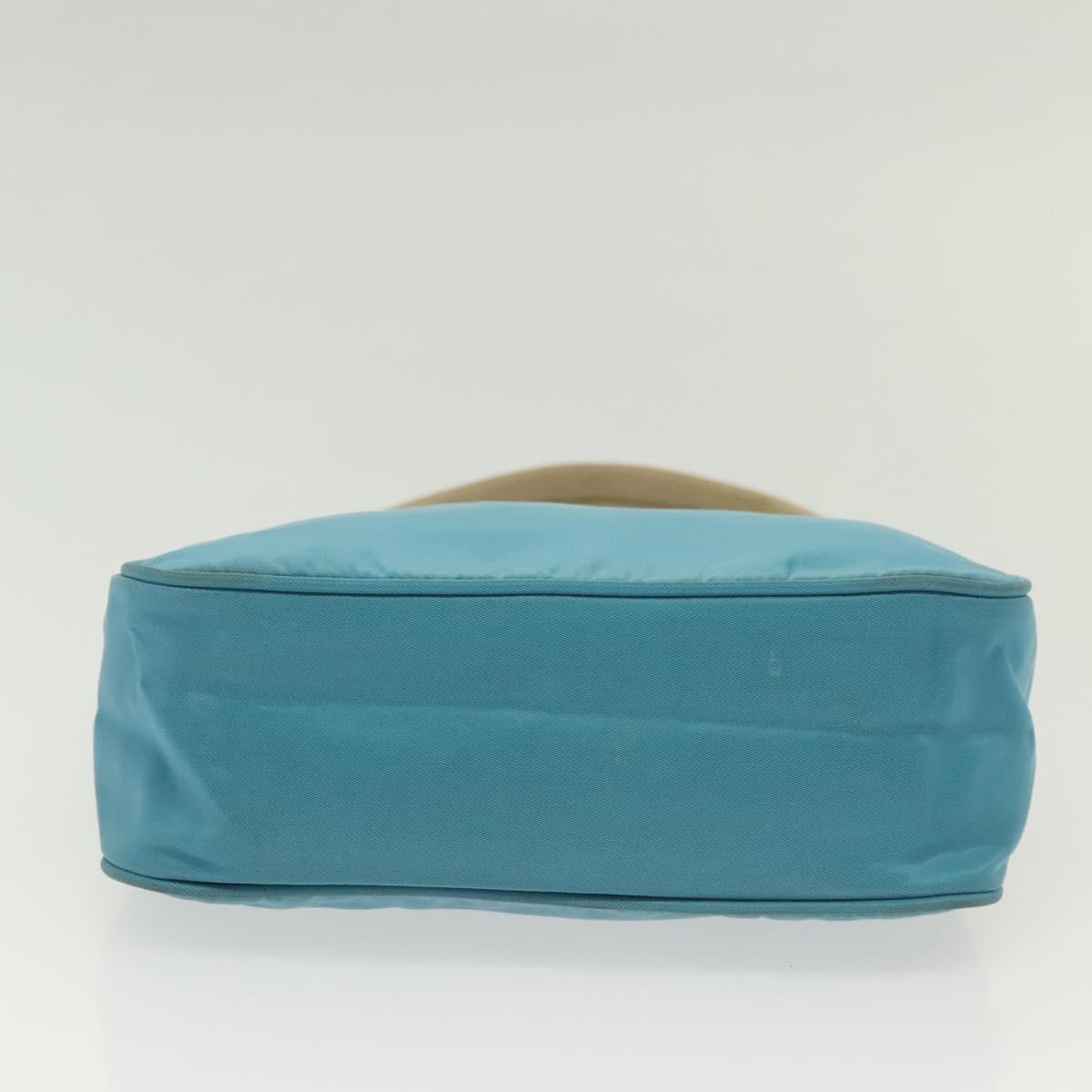 PRADA Hand Bag Nylon Light Blue Silver Auth 139524