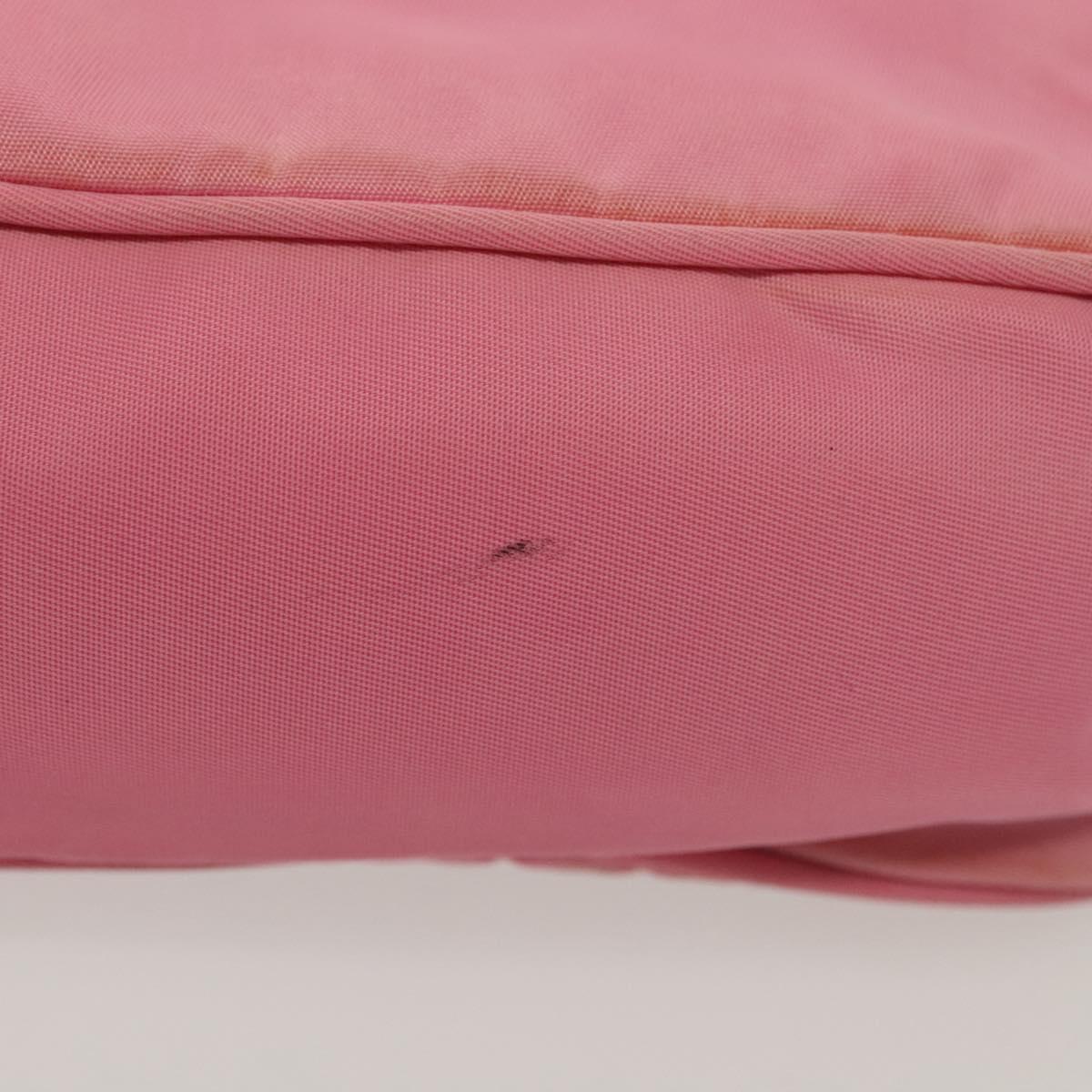 PRADA Hand Bag Nylon Pink Silver Auth 139525