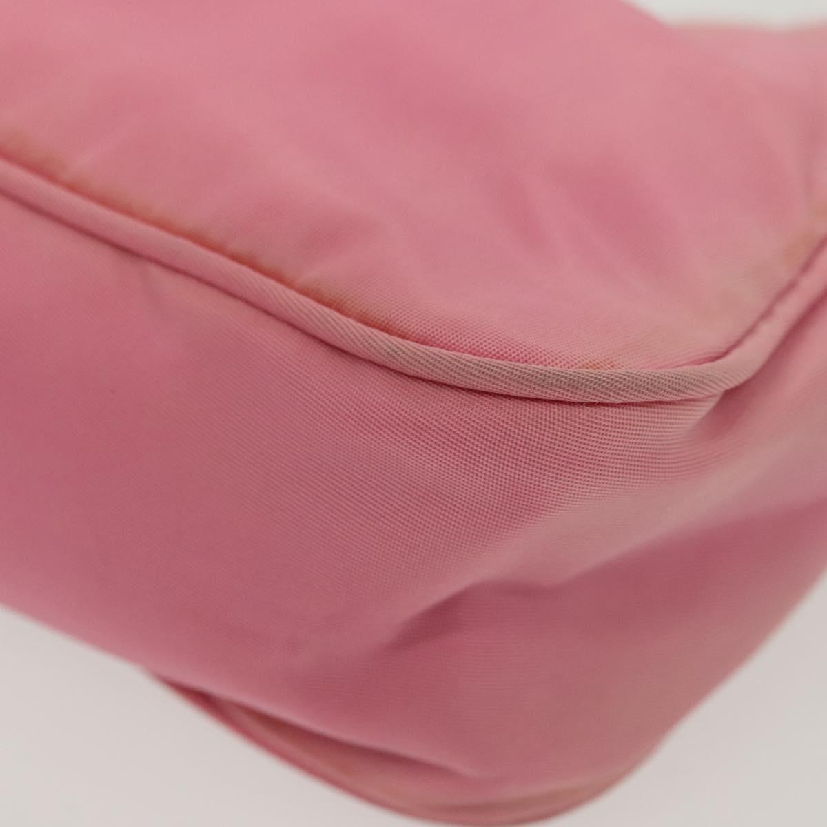 PRADA Hand Bag Nylon Pink Silver Auth 139525
