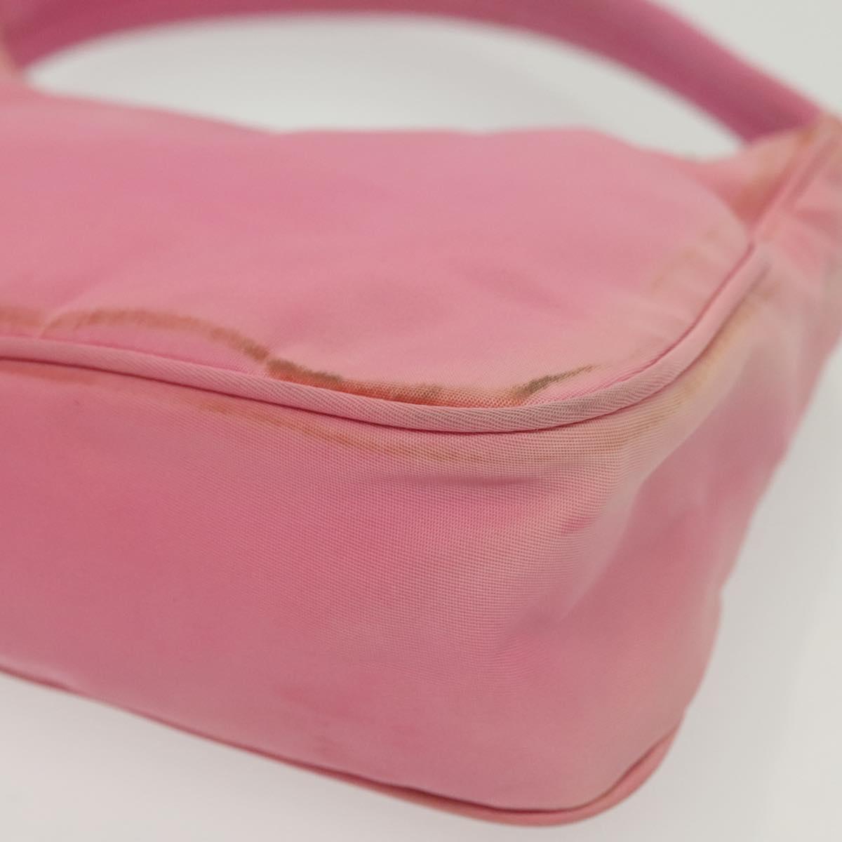 PRADA Hand Bag Nylon Pink Silver Auth 139525