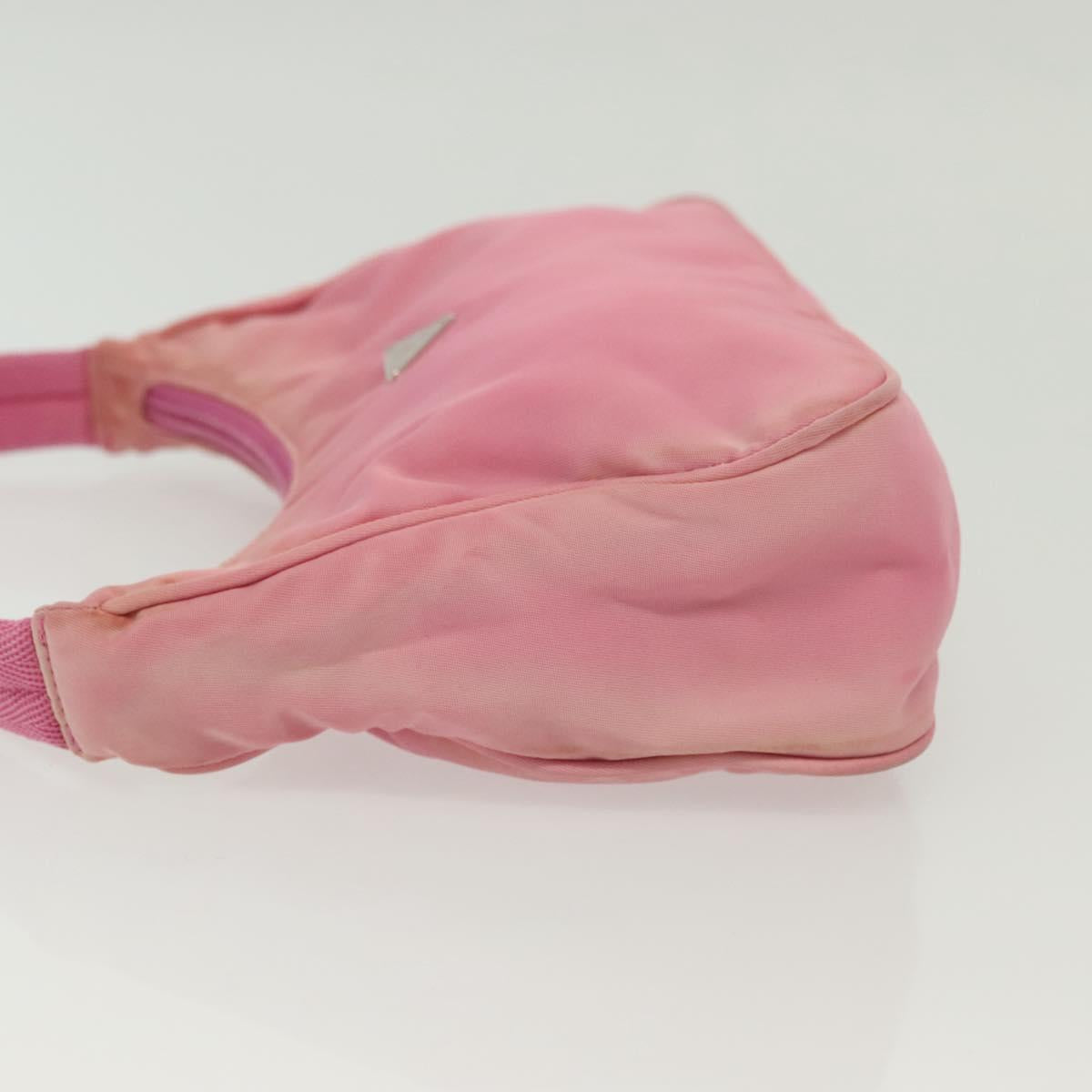 PRADA Hand Bag Nylon Pink Silver Auth 139525