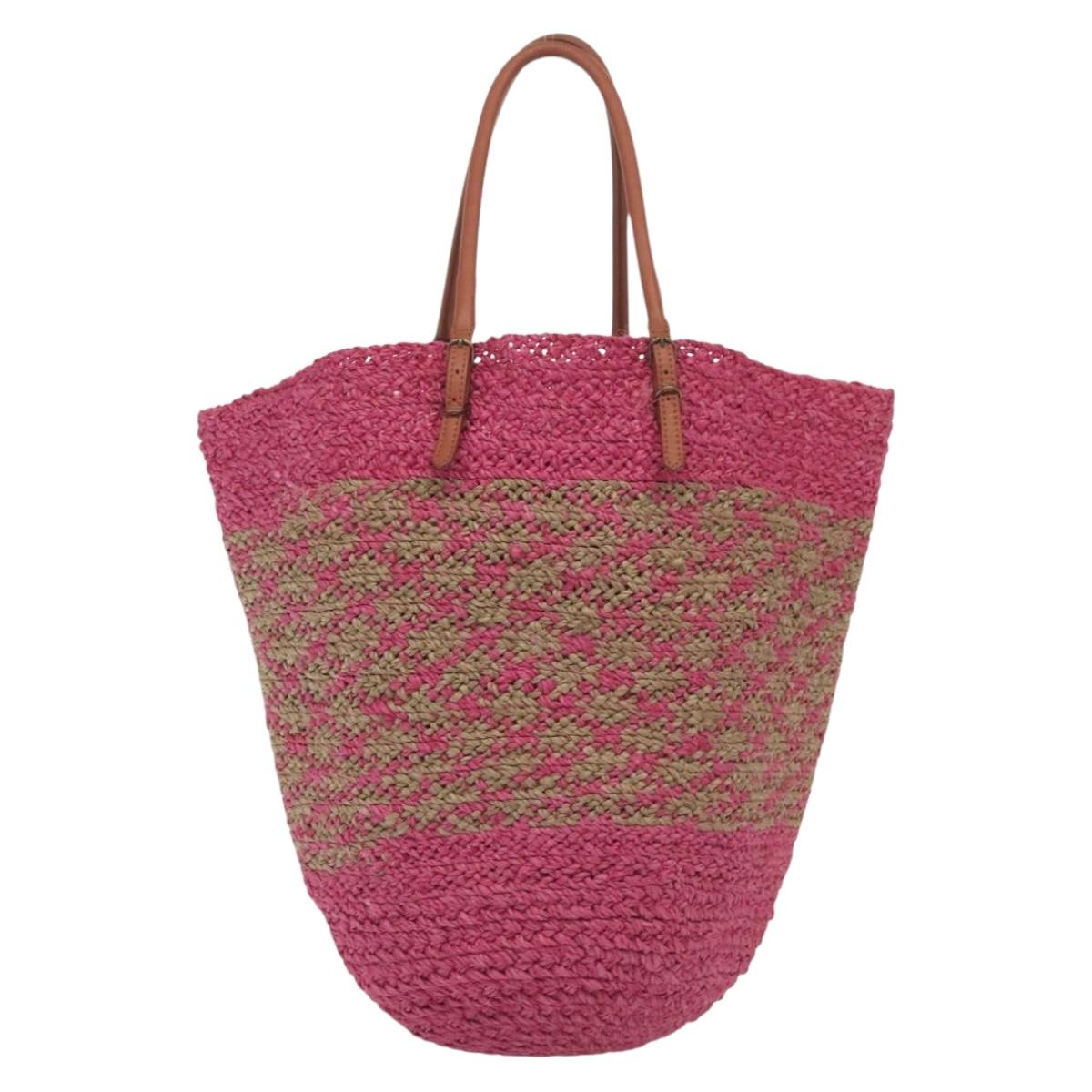 BALENCIAGA Vanier Tote Bag Raffia Pink 286370 Auth 139539
