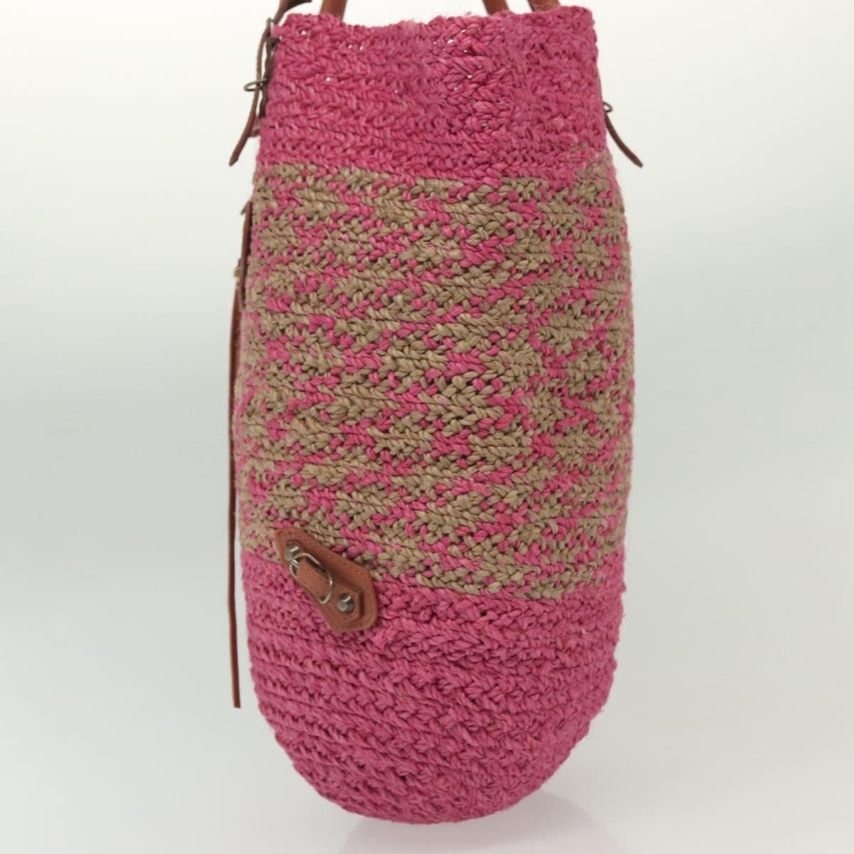 BALENCIAGA Vanier Tote Bag Raffia Pink 286370 Auth 139539
