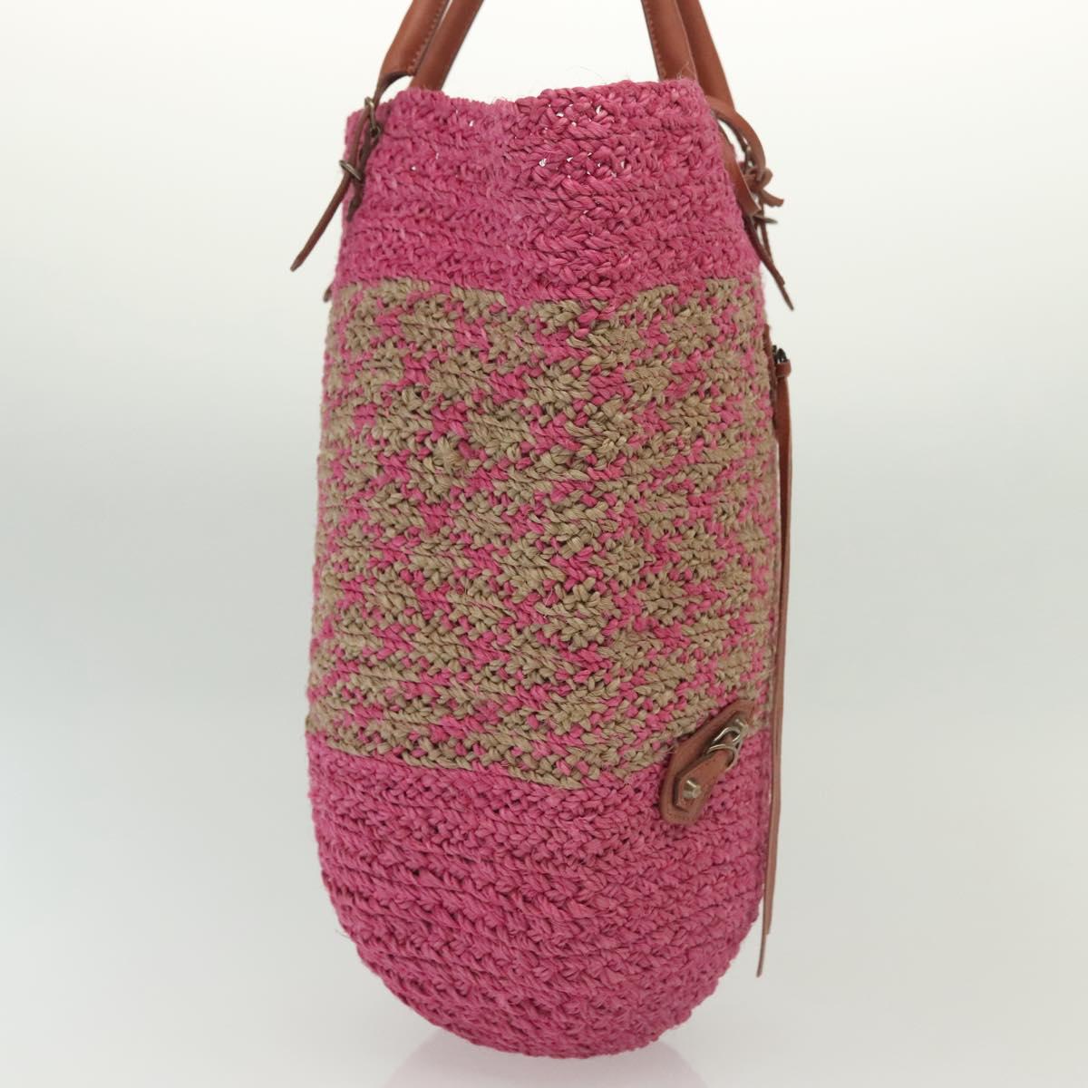BALENCIAGA Vanier Tote Bag Raffia Pink 286370 Auth 139539