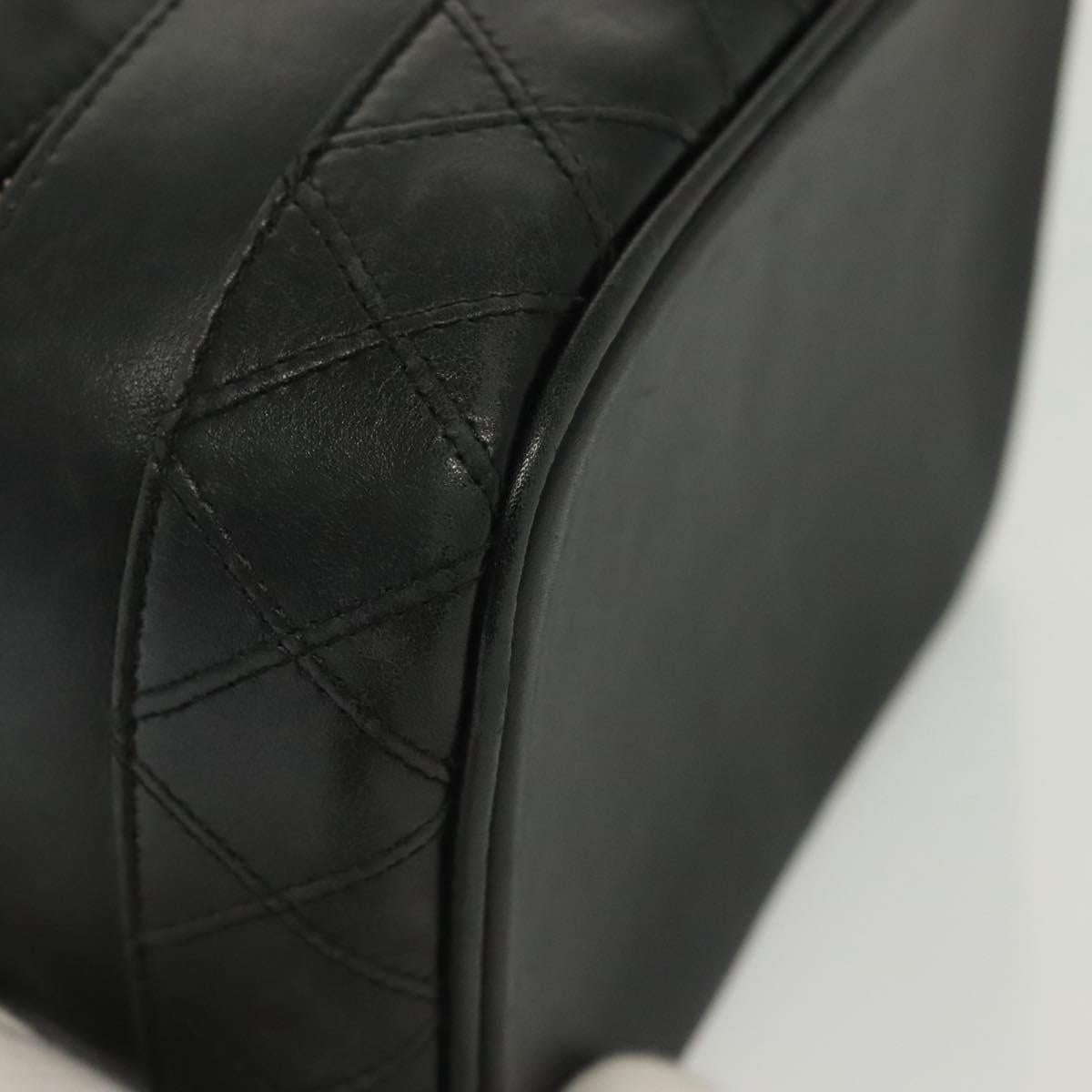 CHANEL Bicolore Vanity Hand Bag Lamb Skin Black Gold CC Auth 139540