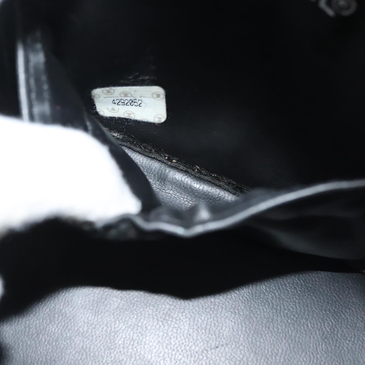 CHANEL Bicolore Vanity Hand Bag Lamb Skin Black Gold CC Auth 139540