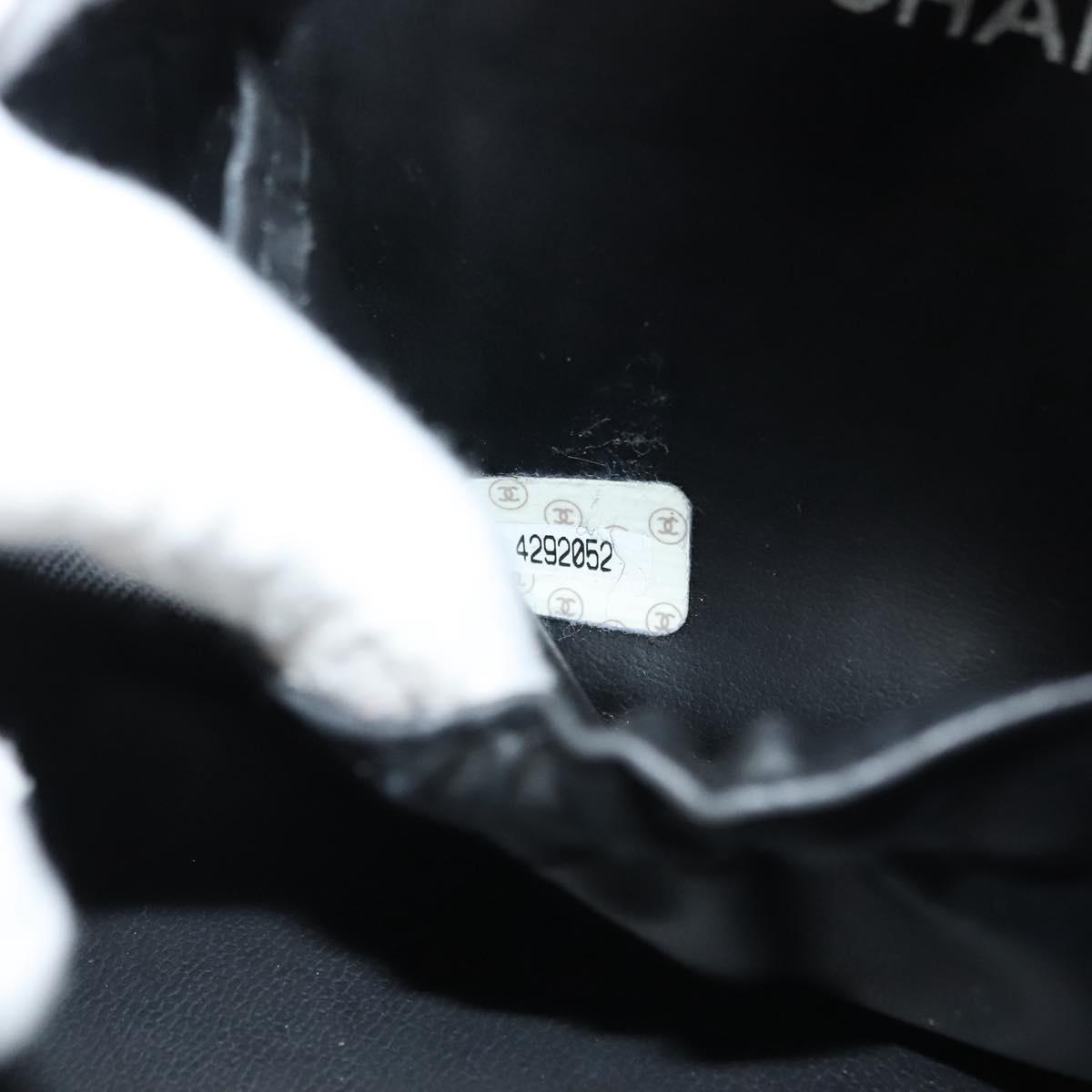 CHANEL Bicolore Vanity Hand Bag Lamb Skin Black Gold CC Auth 139540