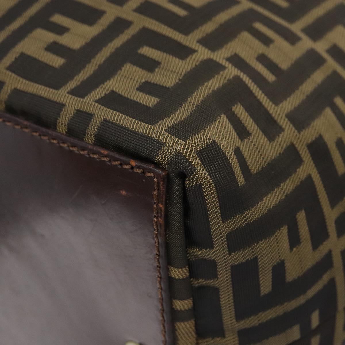 FENDI Zucca Canvas Hand Bag Black Brown Auth 139541