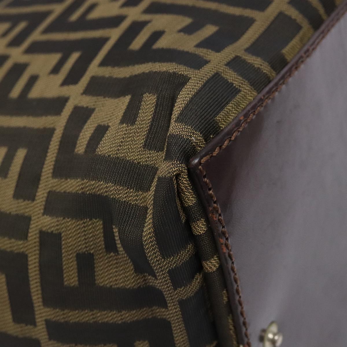 FENDI Zucca Canvas Hand Bag Black Brown Auth 139541