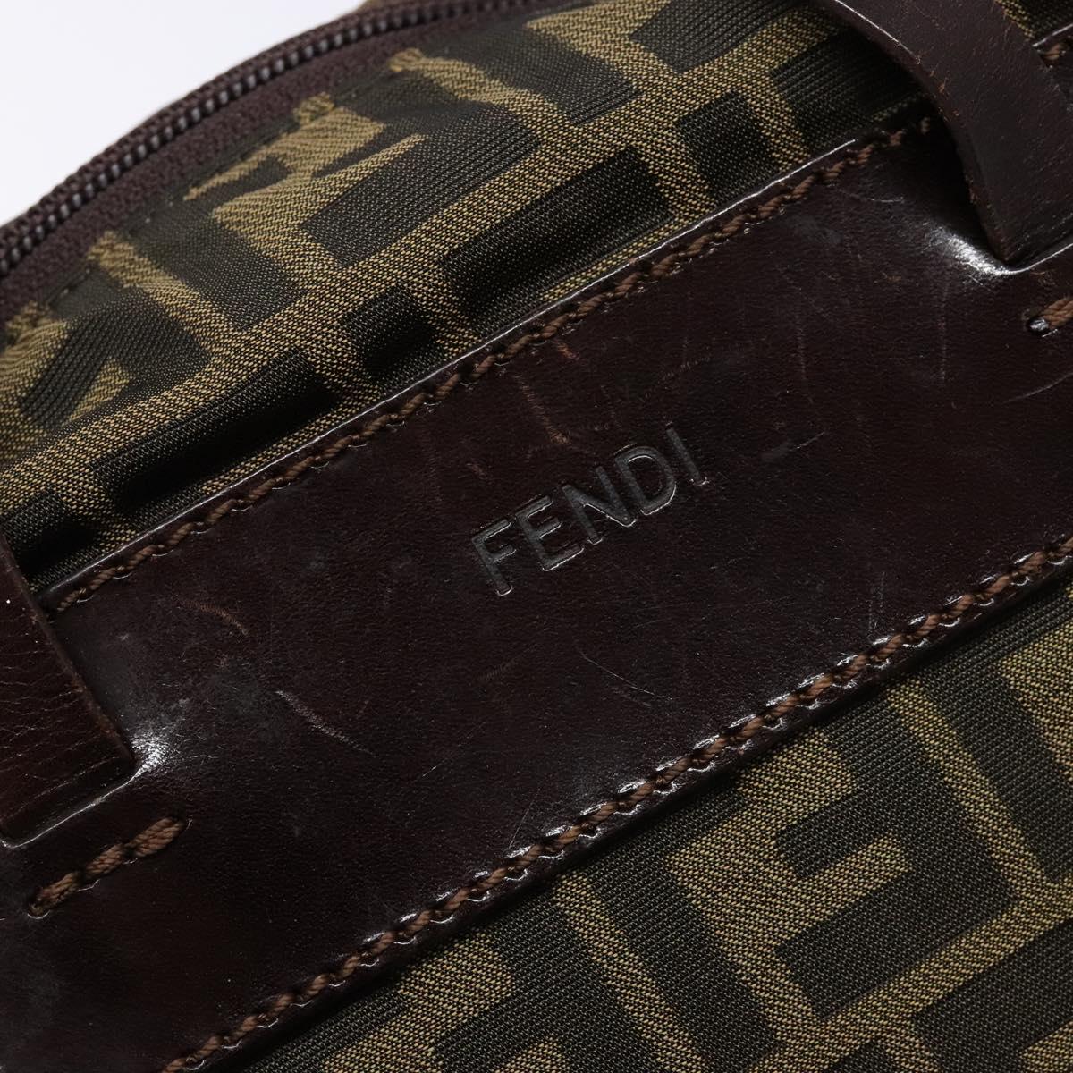 FENDI Zucca Canvas Hand Bag Black Brown Auth 139541