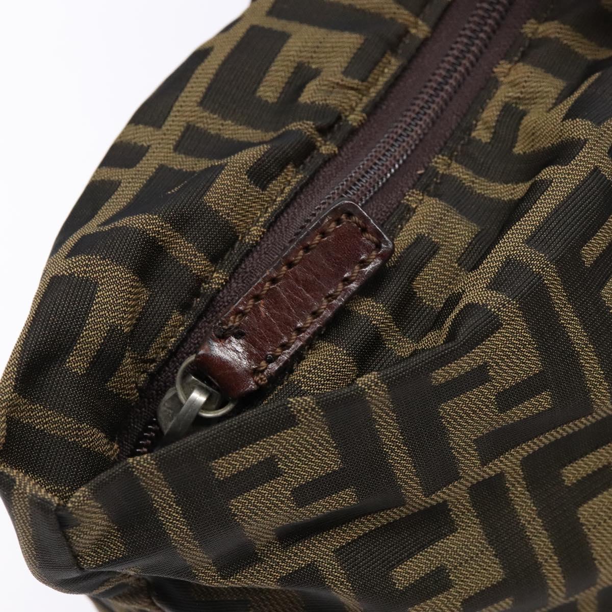 FENDI Zucca Canvas Hand Bag Black Brown Auth 139541