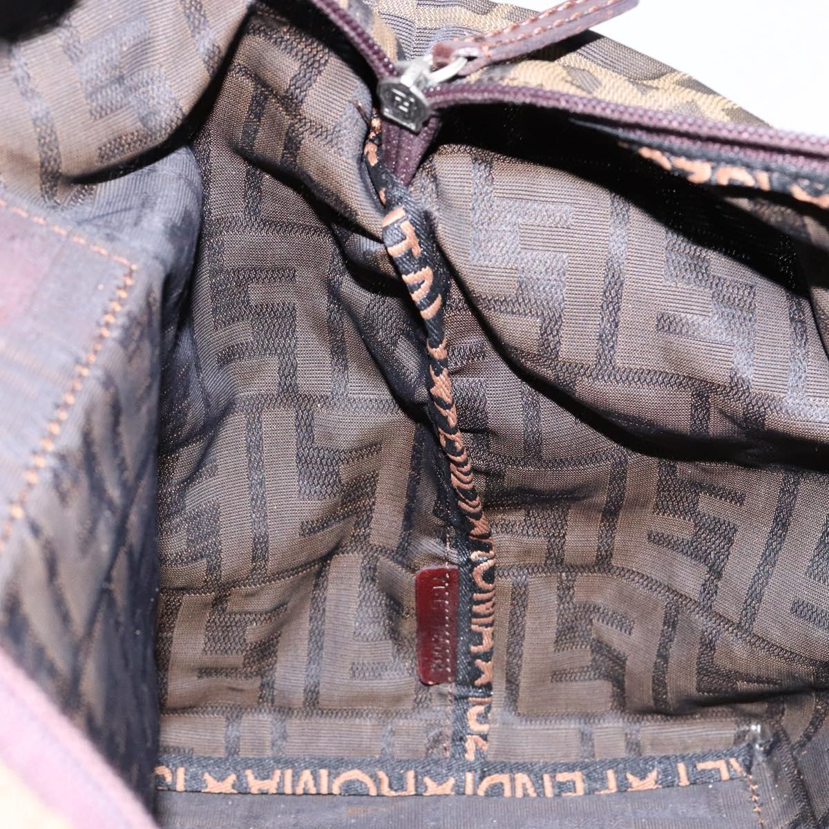FENDI Zucca Canvas Hand Bag Black Brown Auth 139541