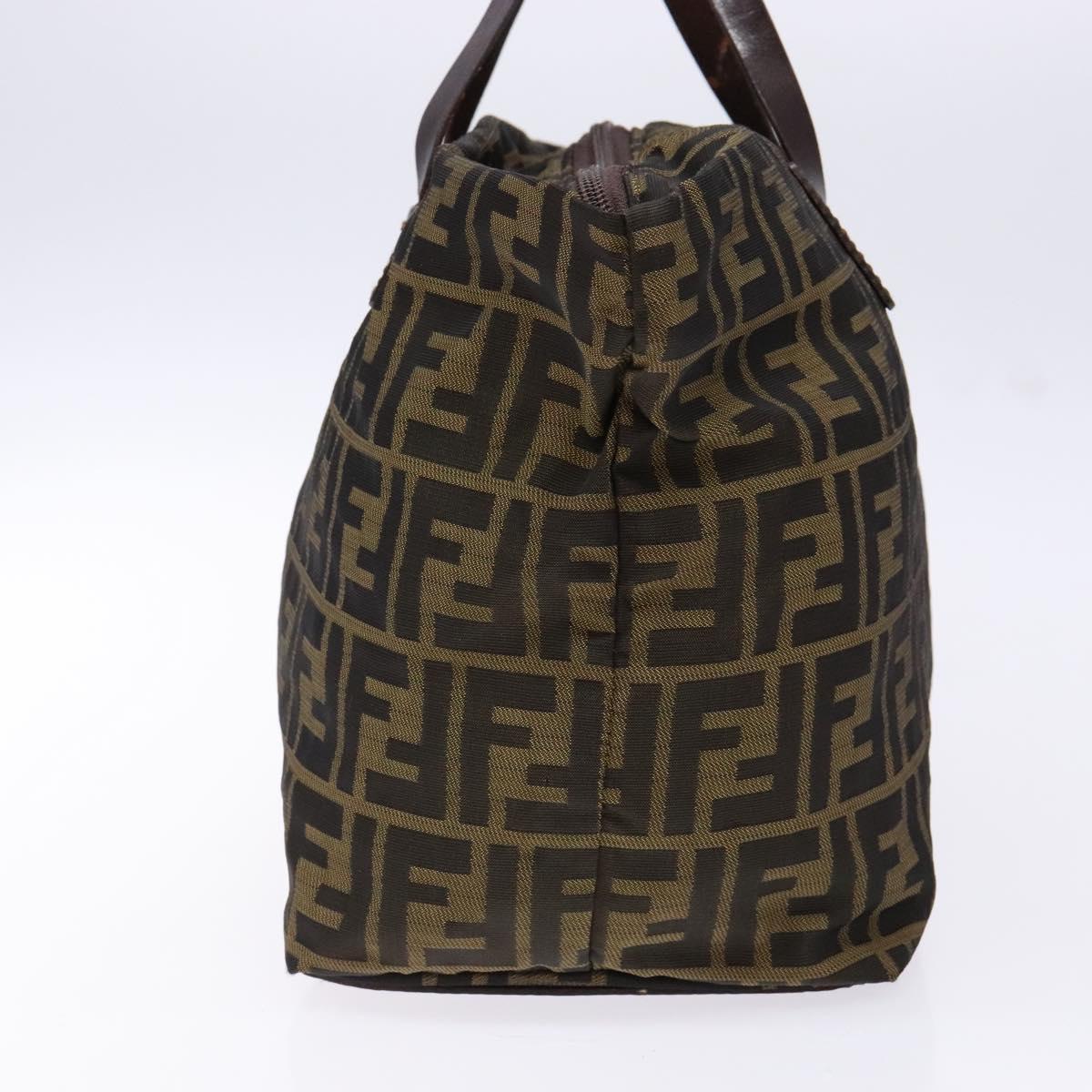 FENDI Zucca Canvas Hand Bag Black Brown Auth 139541