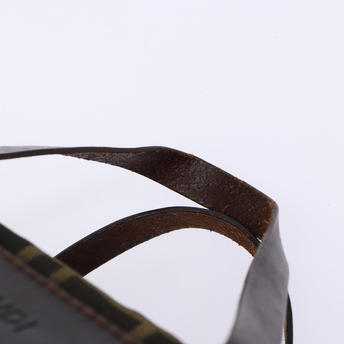 FENDI Zucca Canvas Hand Bag Black Brown Auth 139541